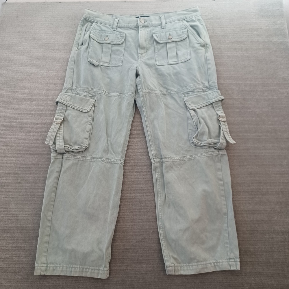 Aeropstale Parachute Cargo Pants Womens 16 Gray Baggy Utility Straight Leg  Y2K